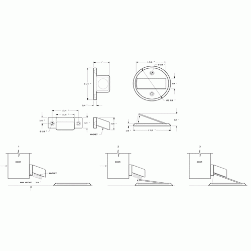 Baseboard Magnetic Door Hold / Door Stop (Brushed Nickel Finish) DELTANA