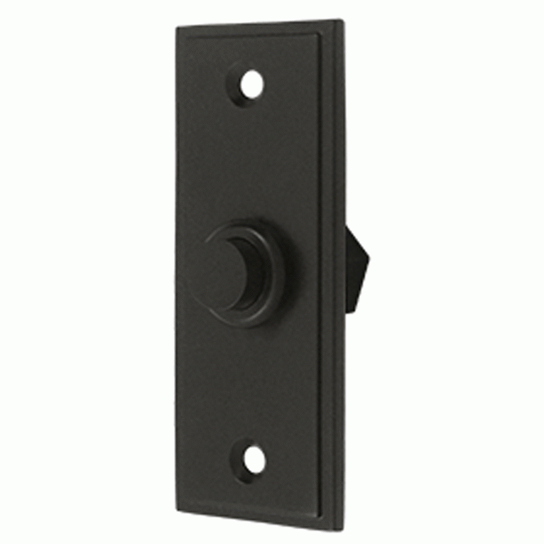 DELTANA Bell Buttons, Solid Brass Bell Button, Rectangular Contemporary (Oil Rubbed Bronze Finish)