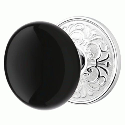 EMTEK Emtek Black Porcelain Ebony Door Knob Set With Lancaster Rosette