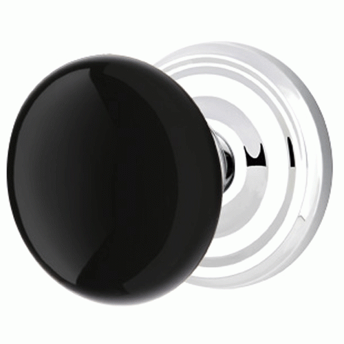 EMTEK Black Porcelain Ebony Door Knob Set With Regular Rosette