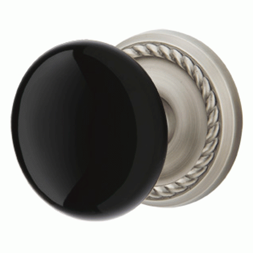 EMTEK Black Porcelain Ebony Door Knob Set With Rope Rosette