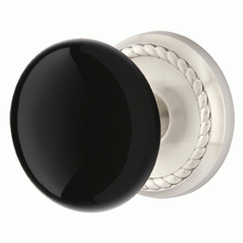 EMTEK Black Porcelain Ebony Door Knob Set With Rope Rosette