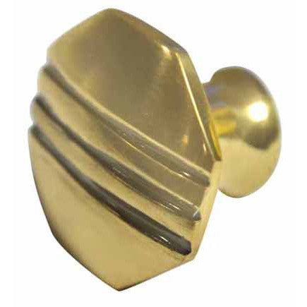 COPPER MOUNTAIN HARDWARE Black Striped Aged 1 Inch Pure Brass Art Deco Cabinet Knob (Polished Brass Finish)