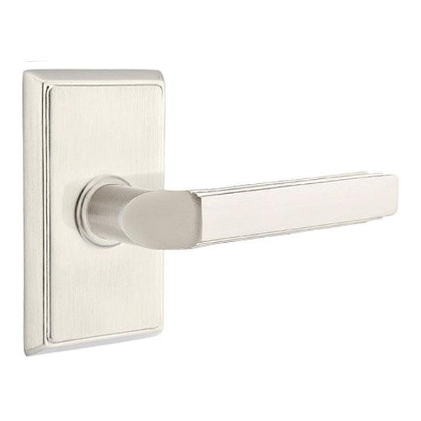 EMTEK Solid Brass Milano Lever With Rectangular Rosette