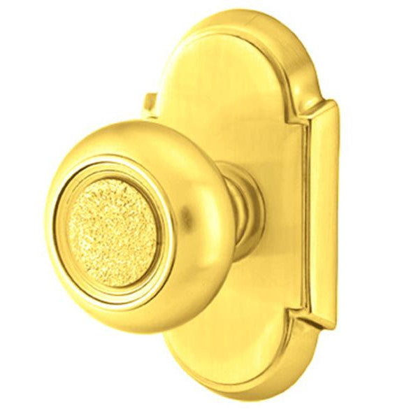 EMTEK Solid Brass Belmont Door Knob Set With # 8 Rosette