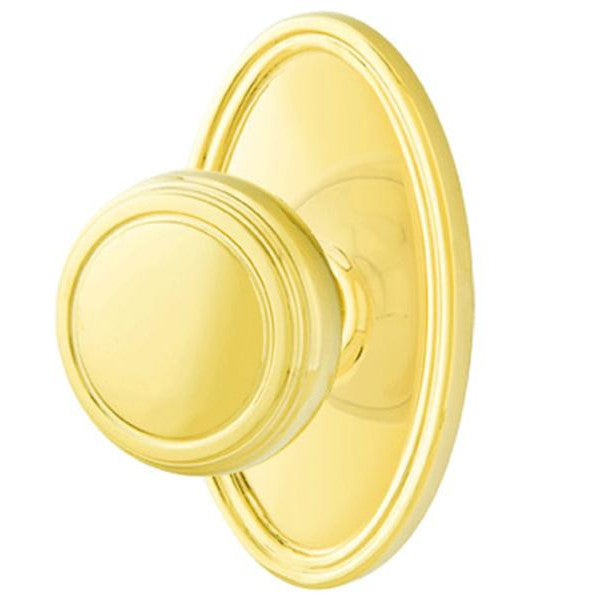 EMTEK Solid Brass Norwich Door Knob Set With Oval Rosette