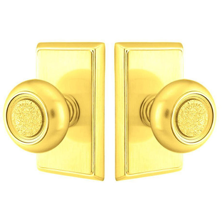 EMTEK Solid Brass Belmont Door Knob Set With Rectangular Rosette