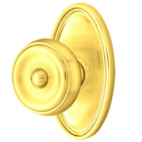 EMTEK Solid Brass Waverly Door Knob Set With Oval Rosette