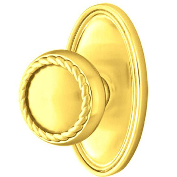 EMTEK Solid Brass Rope Door Knob Set With Oval Rosette