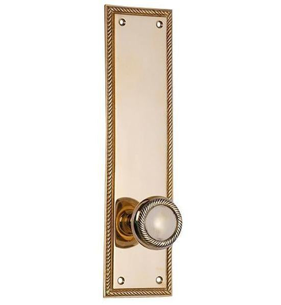 ##Antique Hardware## Georgian Roped Rectangular Backplate Door Set with Georgian Roped Door Knobs (Several Finishes Available)