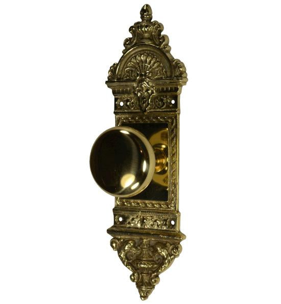 ##Antique Hardware## L'Enfant Small Backplate Door Set with Round Brass Door Knobs (Several Finishes Available)