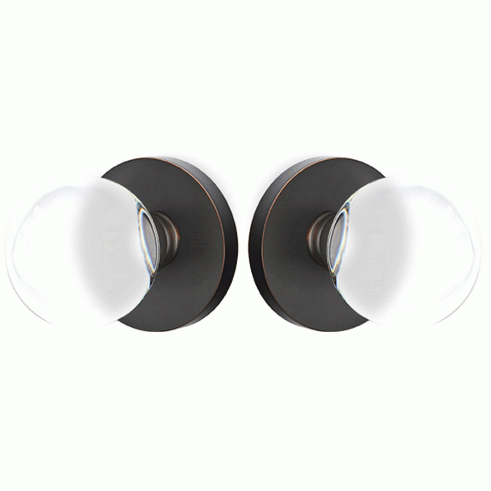 EMTEK Crystal Bristol Door Knob Set With Disk Rosette (Several Finishes)