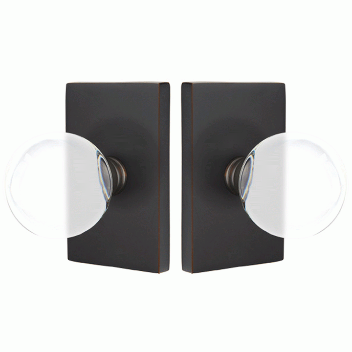 EMTEK Emtek Crystal Bristol Door Knob Set With Modern Rectangular Rosette