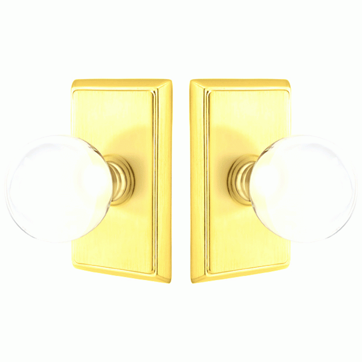 EMTEK Crystal Bristol Door Knob Set With Rectangular Rosette