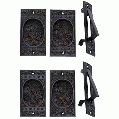 COPPER MOUNTAIN HARDWARE Broken Leaf Double Pocket Passage Style Door Set (Oil Rubbed Bronze)