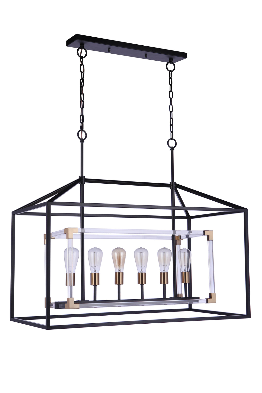 CRAFTMADE Aaron 6 Light Island in Flat Black/Satin Brass