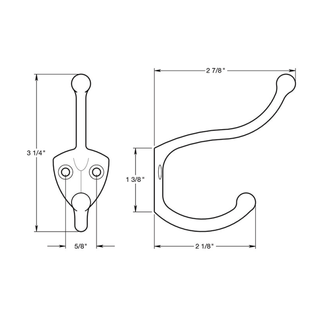 DELTANA Single Coat & Hat Hook (Several Finishes Available)