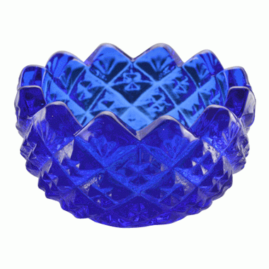 Copper Mountain Hardware Cobalt Blue Glass Sawtooth Pattern Open Salt Cellar