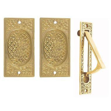 COPPER MOUNTAIN HARDWARE Craftsman Pattern Single Pocket Passage Style Door Set (Polished Brass Finish)