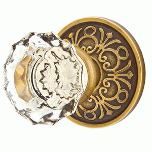 EMTEK Emtek Crystal Astoria Door Knob Set With Lancaster Rosette