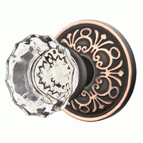 EMTEK Emtek Crystal Astoria Door Knob Set With Lancaster Rosette