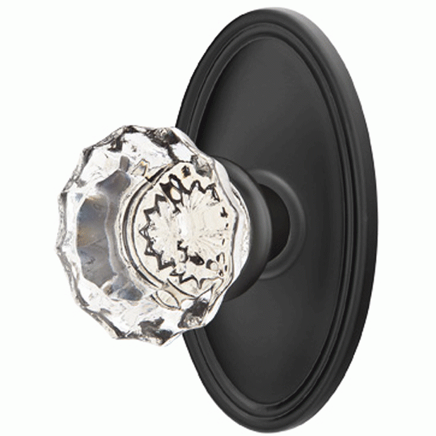 EMTEK Crystal Astoria Door Knob Set With Oval Rosette=