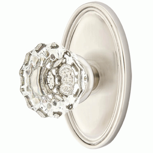 EMTEK Crystal Astoria Door Knob Set With Oval Rosette=