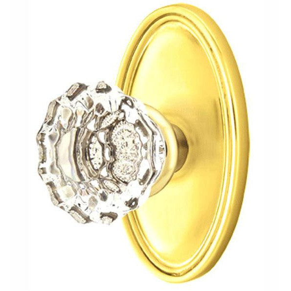 EMTEK Crystal Astoria Door Knob Set With Oval Rosette=