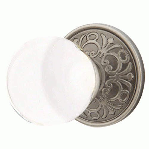 EMTEK Crystal Bristol Door Knob Set With Lancaster Rosette