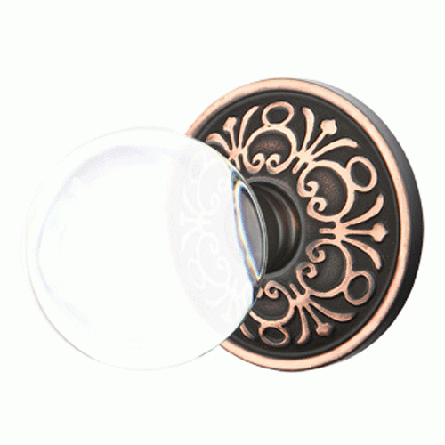 EMTEK Crystal Bristol Door Knob Set With Lancaster Rosette