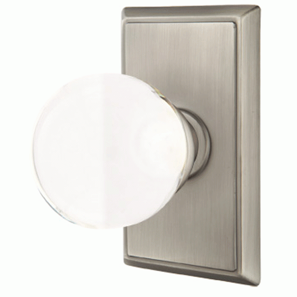 EMTEK Crystal Bristol Door Knob Set With Rectangular Rosette