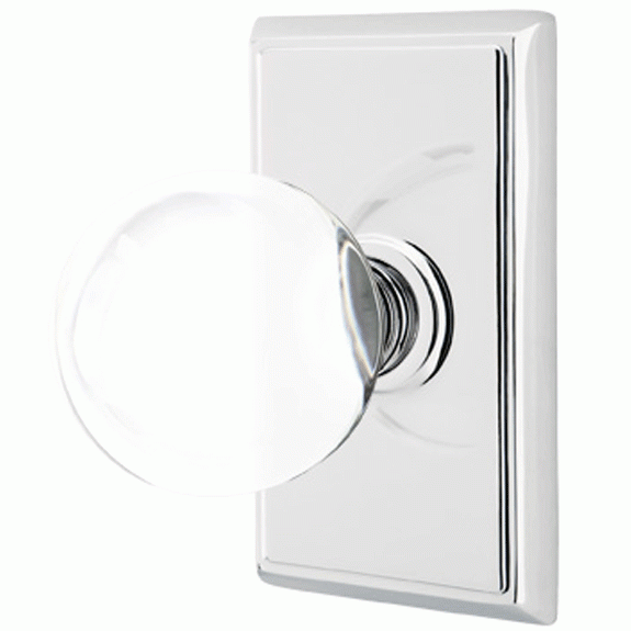 EMTEK Crystal Bristol Door Knob Set With Rectangular Rosette