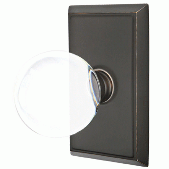 EMTEK Crystal Bristol Door Knob Set With Rectangular Rosette