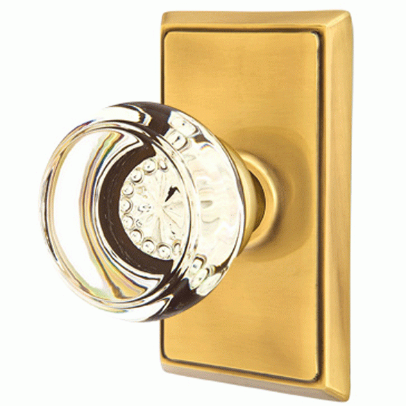 EMTEK Crystal Georgetown Door Knob Set With Rectangular Rosette