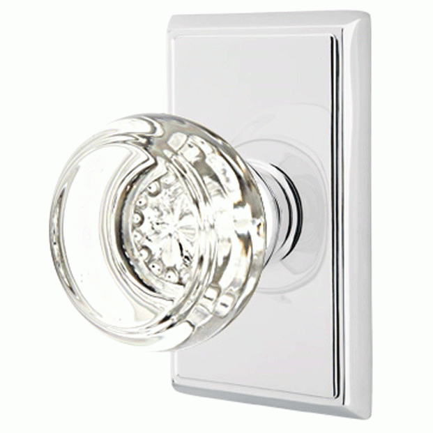 EMTEK Crystal Georgetown Door Knob Set With Rectangular Rosette