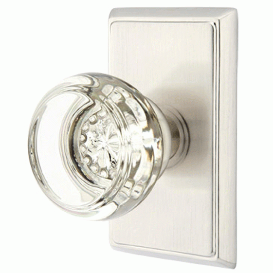 EMTEK Crystal Georgetown Door Knob Set With Rectangular Rosette