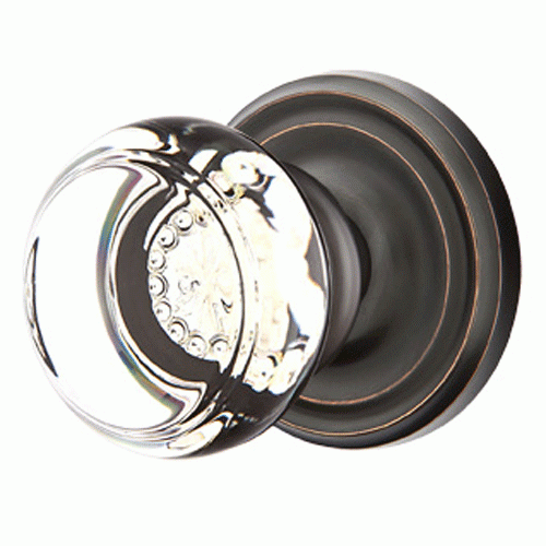 EMTEK Emtek 810GT Georgetown Crystal Passage Knobset with Brass Rosette Pewter Knobset Passage