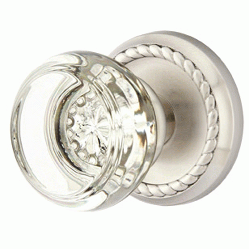 EMTEK Crystal Georgetown Door Knob Set With Rope Rosette