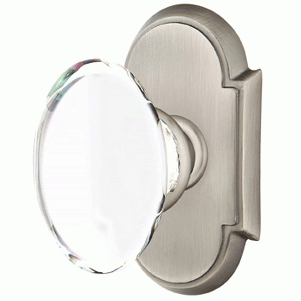 EMTEK Crystal Hampton Door Knob Set With # 8 Rosette