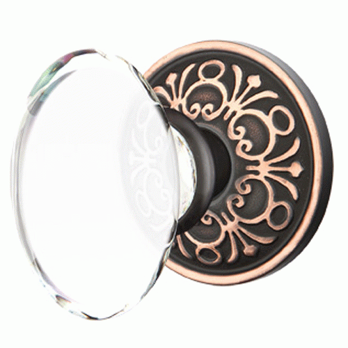 EMTEK Emtek Crystal Hampton Door Knob Set With Lancaster Rosette (Several Finish Options)