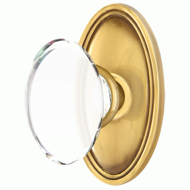 EMTEK Crystal Hampton Door Knob Set With Oval Rosette