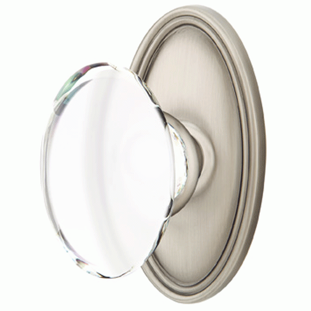 EMTEK Crystal Hampton Door Knob Set With Oval Rosette