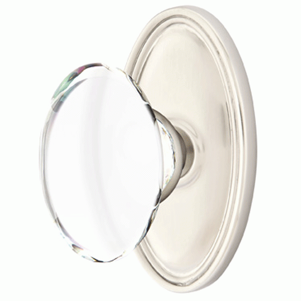 EMTEK Crystal Hampton Door Knob Set With Oval Rosette