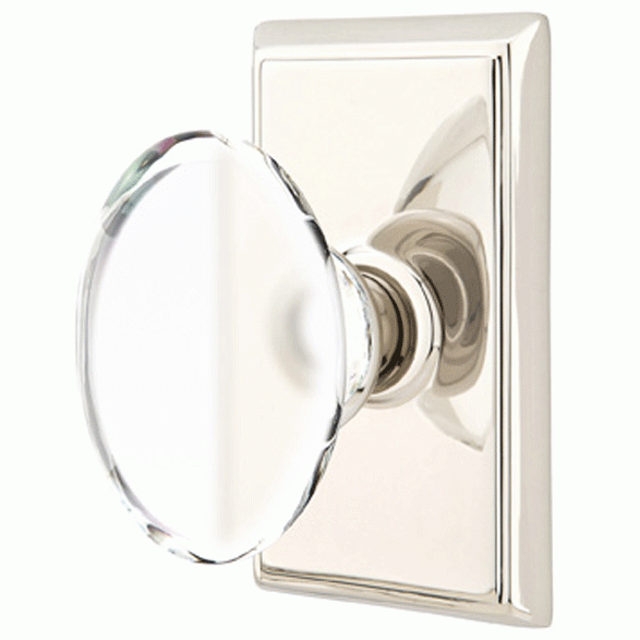 EMTEK Crystal Hampton Door Knob Set With Rectangular Rosette