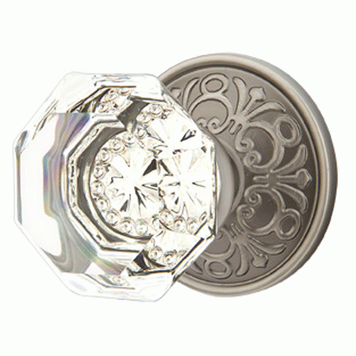 EMTEK Emtek Crystal Old Town Clear Door Knob Set With Lancaster Rosette