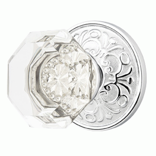 EMTEK Emtek Crystal Old Town Clear Door Knob Set With Lancaster Rosette