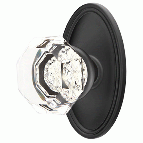 EMTEK Emtek Crystal Old Town Clear Door Knob Set With Oval Rosette