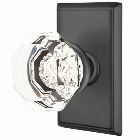 EMTEK Emtek Crystal Old Town Clear Door Knob Set With Rectangular Rosette