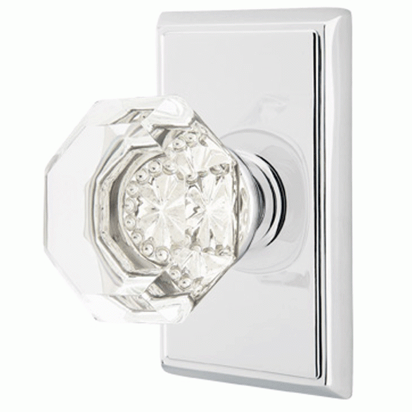 EMTEK Emtek Crystal Old Town Clear Door Knob Set With Rectangular Rosette