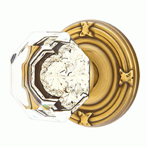 EMTEK Emtek Crystal Old Town Clear Door Knob Set With Ribbon & Reed Rosette (Several Finish Options)